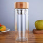 400 ML Glass Bottle with Wooden Cover – Eco-Friendly Clear Water Bottle with Filter – Stylish and Practical for Daily Hydration, Travel, and Eco-Conscious Living