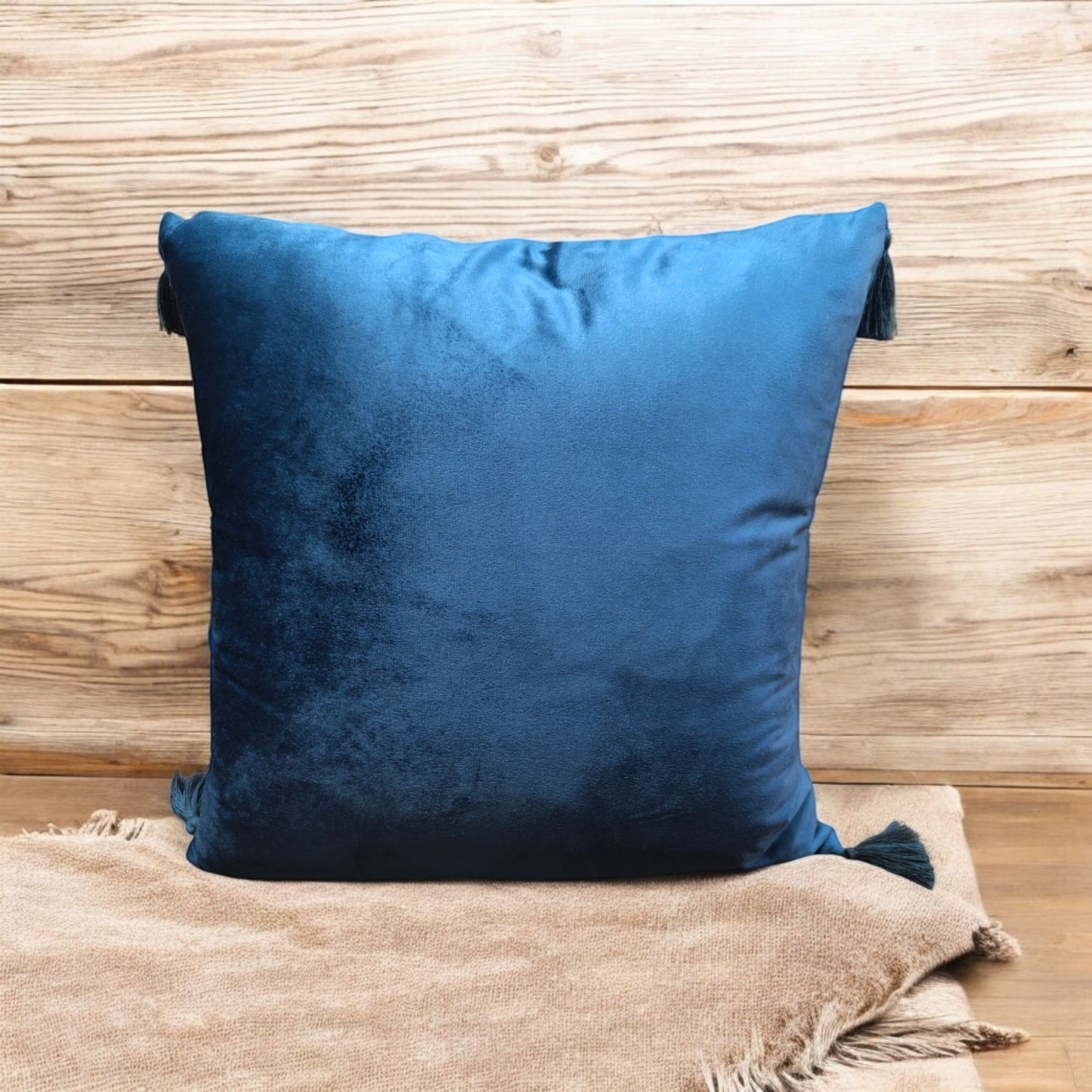 Crushed Velvet Cushion Blue 45x45cm – Elegant Decorative Pillow for Chic Home Accents