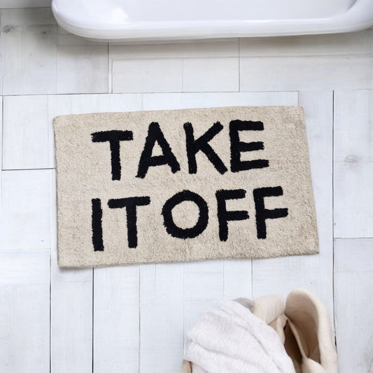 Beige TAKE IT OFF Bathmat 50x80cm - 100% Cotton, Soft & Absorbent, Anti-Slip Design - Quick-Dry & Machine Washable, Ideal for Bathroom or Bedroom