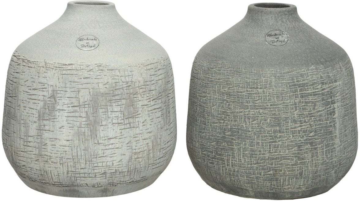 Scratch Detail Terracotta Vases, 2asst 21cm