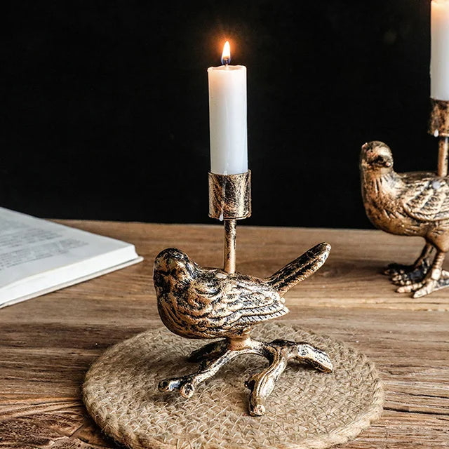 obsolescence Metal decor bird robin vintage bird candle holder for decoration