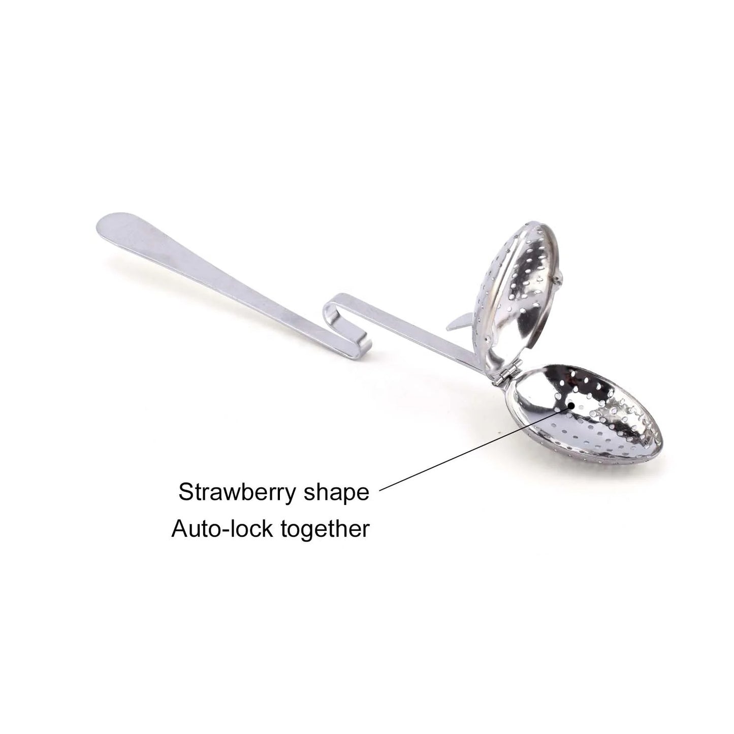 Strawberry Shape Stainless Steel Tea Steeper With Z-Shape Handle Silver