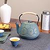 1200 Cast Iron Enamel Tea Kettle Teapot Teal