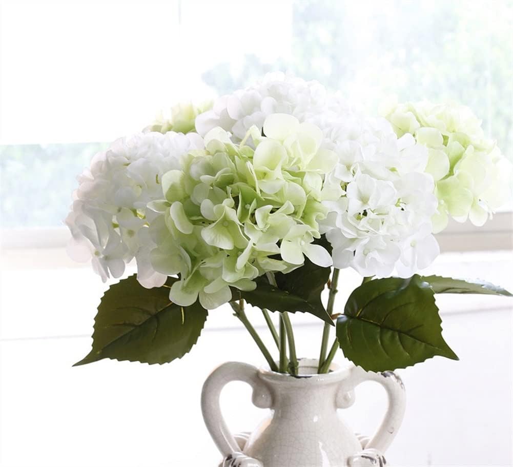 White Hydrangea Silk Flowers - Realistic Artificial Hydrangea Bouquet for Home Decor, Wedding Arrangements, Centerpieces, Floral Displays & DIY Crafts – Faux Hydrangea Stems with Lifelike Petals & Vibrant Colors