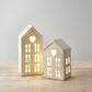 Dainty White House T-Light Holder, 15 cm, Ceramic Tealight Candle Holder, Elegant Mini House Lantern for Home Decor, Cozy Ambient Lighting for Living Room, Bedroom, and Special Occasions