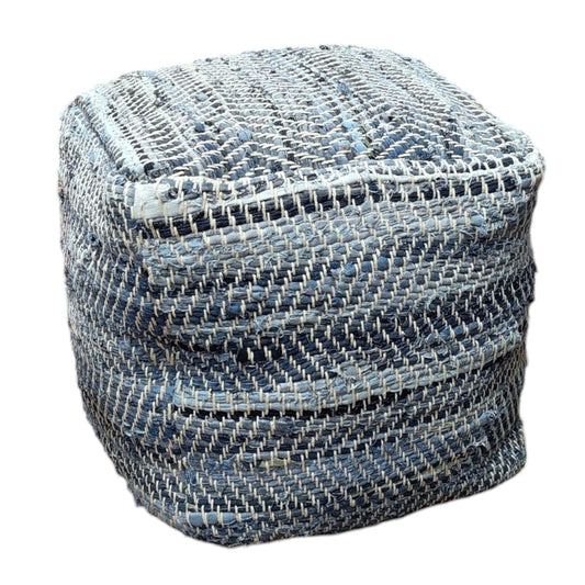 TEXTURED Denim Pouf 40x40x40CM - Stylish, Durable, and Versatile Pouf for Seating, Footrest, or Decorative Accent in Any Room