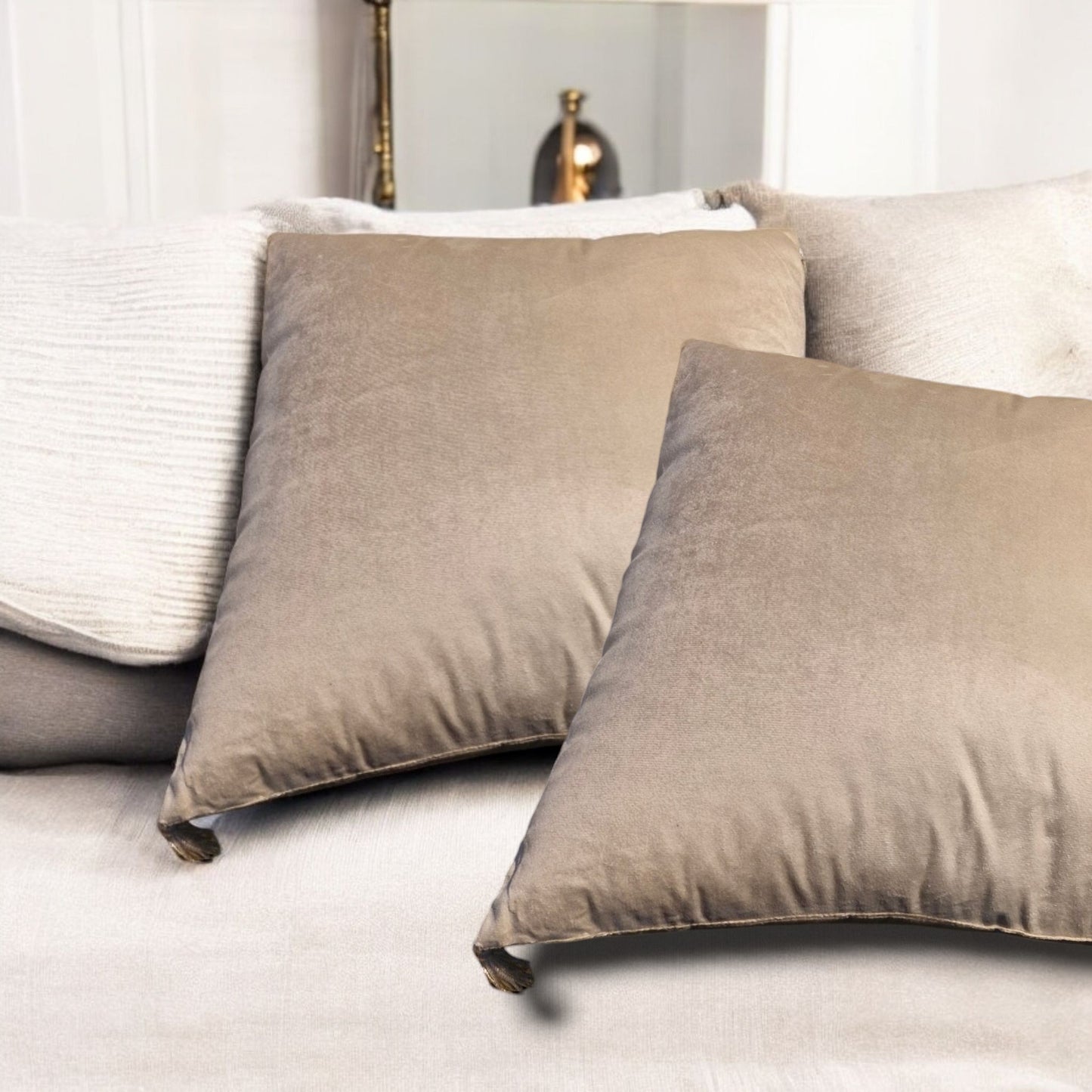 Velvet Shimmer Cushion 45.7x45.7cm Grey – Luxurious Decorative Pillow for Elegant Home Decor