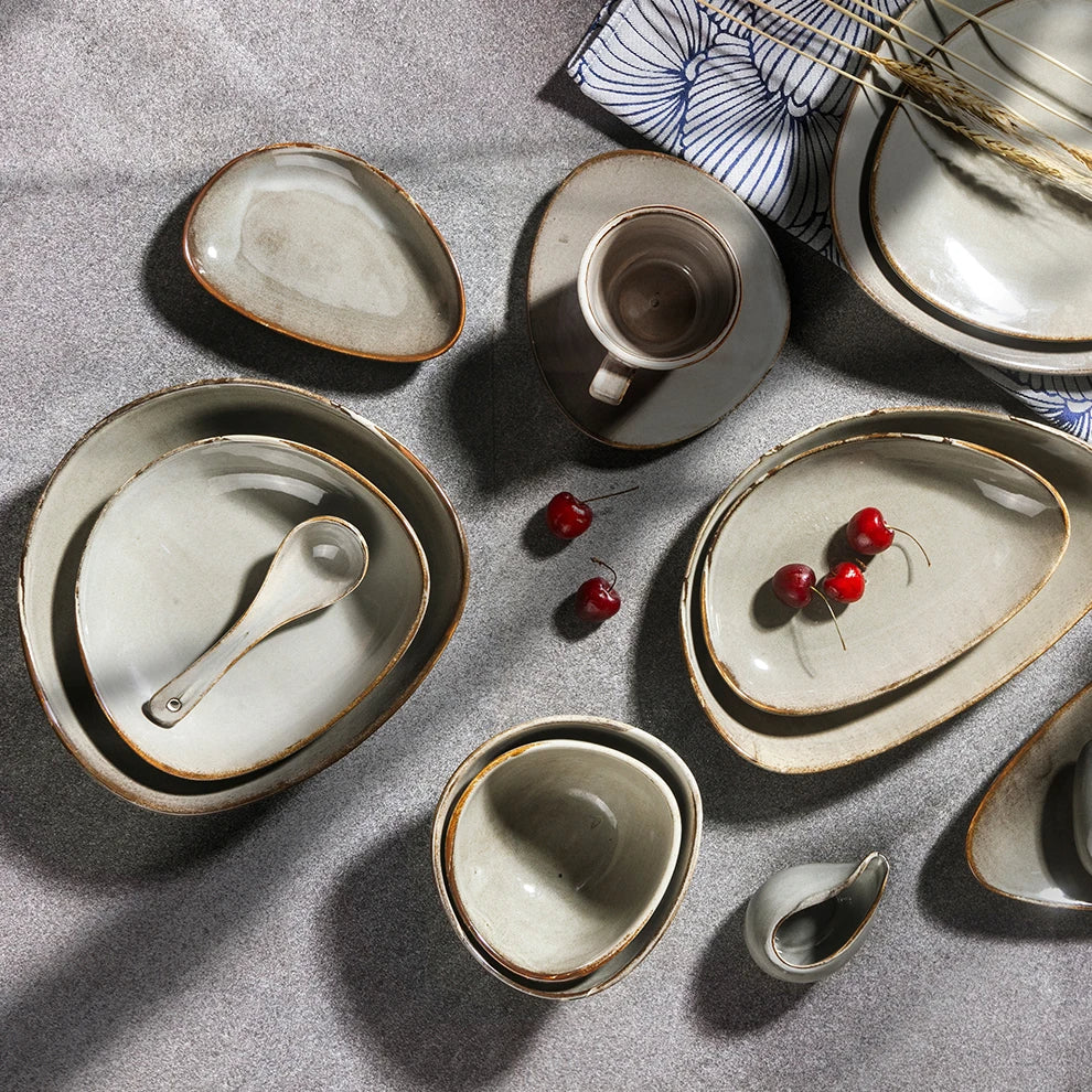 Nordic style grey china Eco friendly dinnerware ceramic porcelain salt shaker