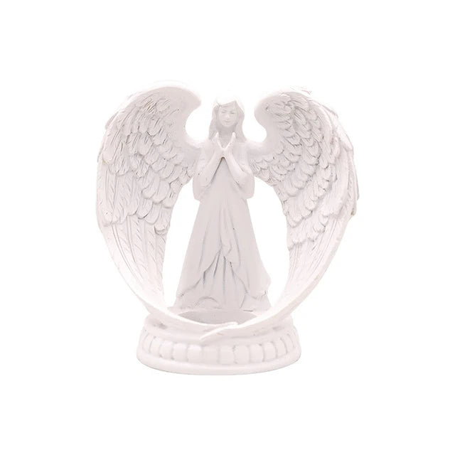 Nordic Pure white wing prayer angel incense candle holder decor wedding resin crafts maria candlestick