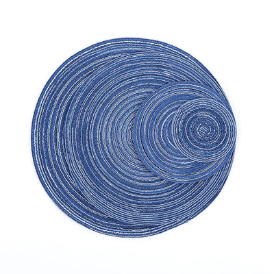 Eco-friendly Stocked Round Fabric Table Placemat Woven Placemats 36cm Blue
