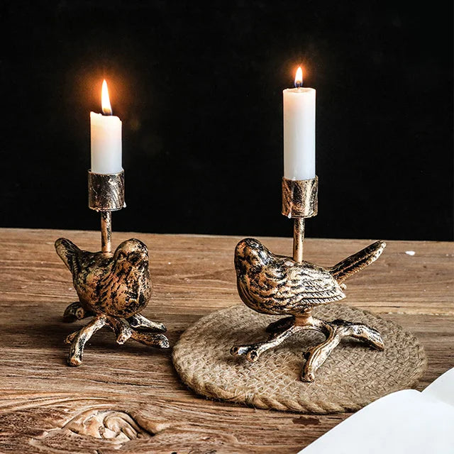 obsolescence Metal decor bird robin vintage bird candle holder for decoration