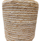 PUNE Striped Jute Braided Round Pouf 40x40x40cm - Handwoven Natural Jute Ottoman, Versatile Seating & Décor, Eco-Friendly, Sturdy, Lightweight Pouf for Living Room, Bedroom, or Patio