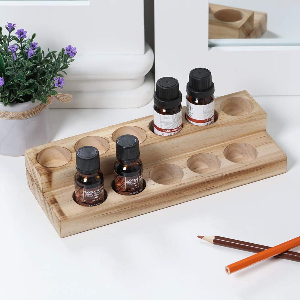 Essential Oils Storage Rack – 2-Tier Wooden Display Holder – Ideal for Organizing Essential Oils and Nail Polish Bottles – Elegant and Functional Design for Easy Access and Storage