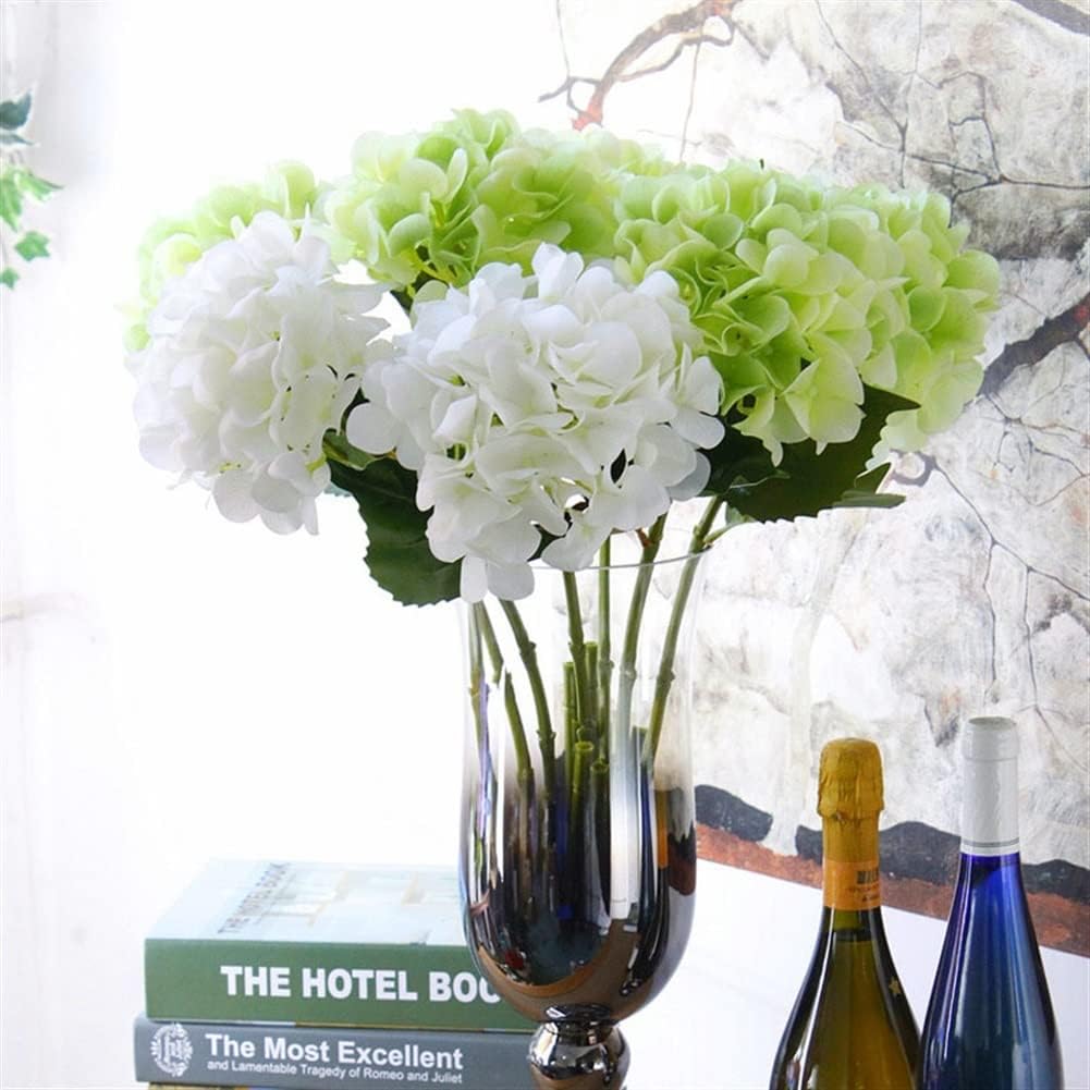 White Hydrangea Silk Flowers - Realistic Artificial Hydrangea Bouquet for Home Decor, Wedding Arrangements, Centerpieces, Floral Displays & DIY Crafts – Faux Hydrangea Stems with Lifelike Petals & Vibrant Colors