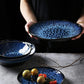 Ocean Blue 25cm Embossed Round Plate - Elegant Ceramic Plate with a Textured Ocean Blue Design - Perfect for Serving Main Courses, Salads, or Desserts - Adds a Refreshing and Stylish Touch to Your Tableware Collection
