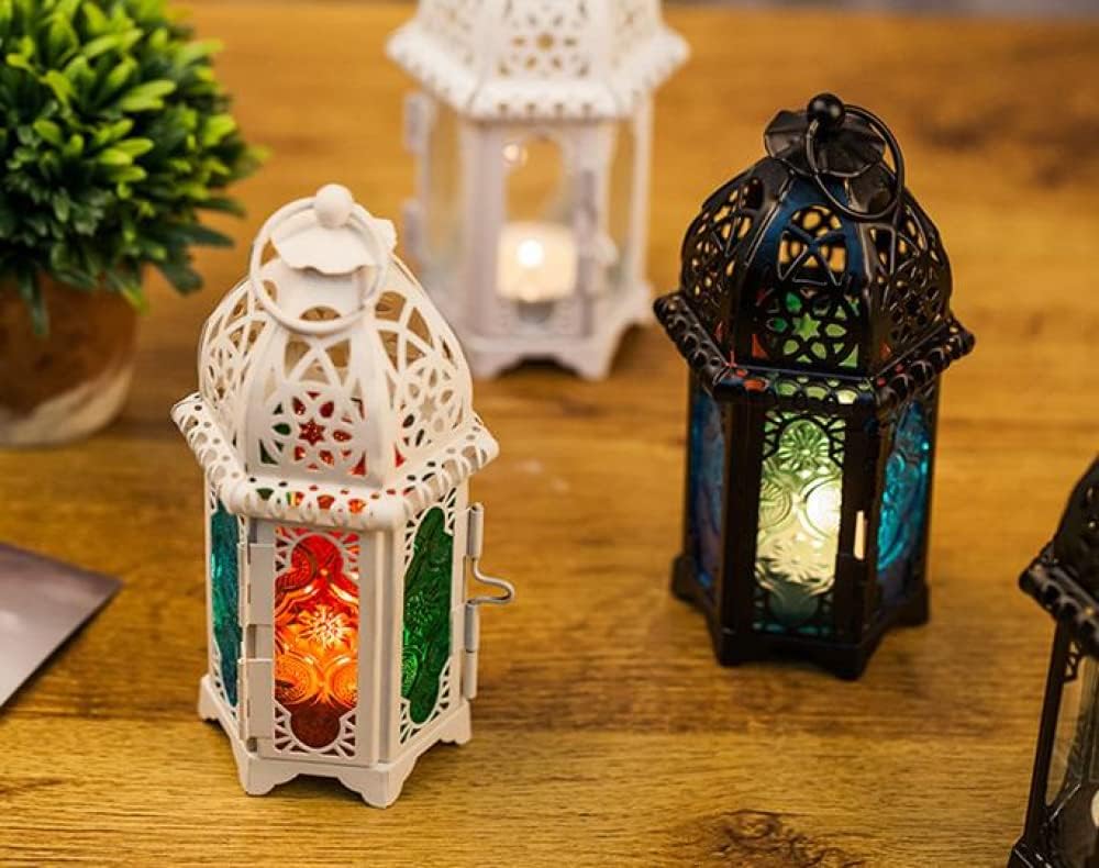 European Retro Boho Iron Antique Lantern - Hanging Storm Lantern Candle Holder Stand - Elegant Home Decor Accessory for Creating a Vintage, Bohemian Atmosphere in Living Rooms or Outdoor Spaces