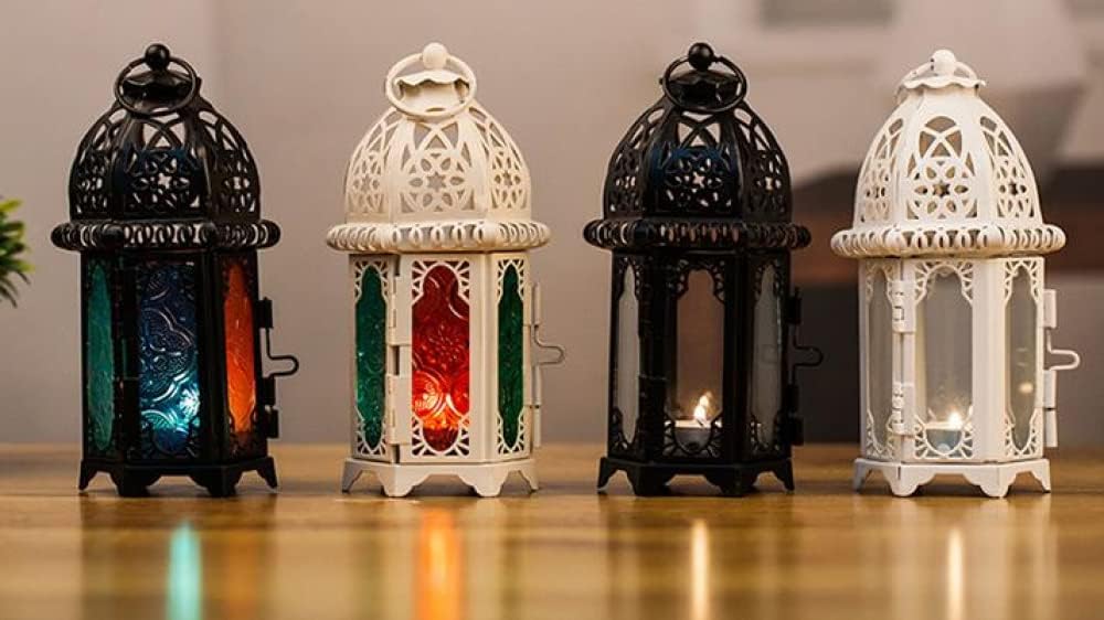 European Retro Boho Iron Antique Lantern - Hanging Storm Lantern Candle Holder Stand - Elegant Home Decor Accessory for Creating a Vintage, Bohemian Atmosphere in Living Rooms or Outdoor Spaces