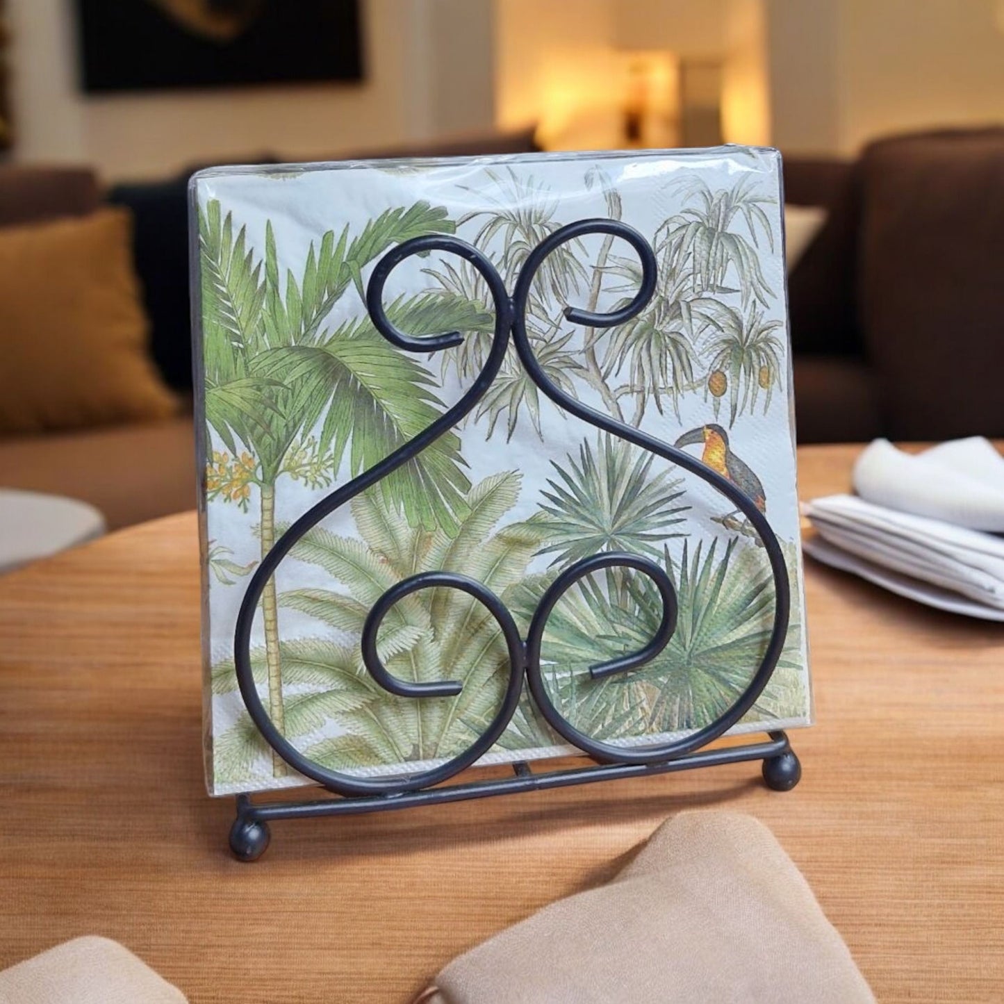 Classic Charm Black Iron Napkin Holder - Elegant Tabletop Accessory for Dining and Entertaining