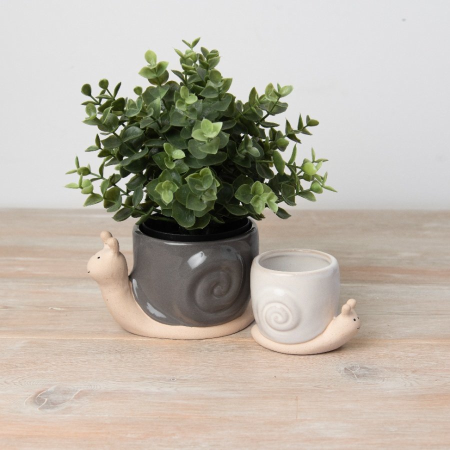 Stoneware Small Snail Plant Pot, 9.5cm