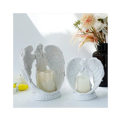 Nordic Pure white wing prayer angel incense candle holder decor wedding resin crafts maria candlestick