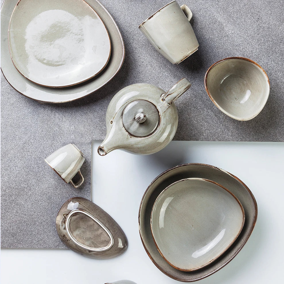 Nordic style grey china Eco friendly dinnerware ceramic porcelain salt shaker