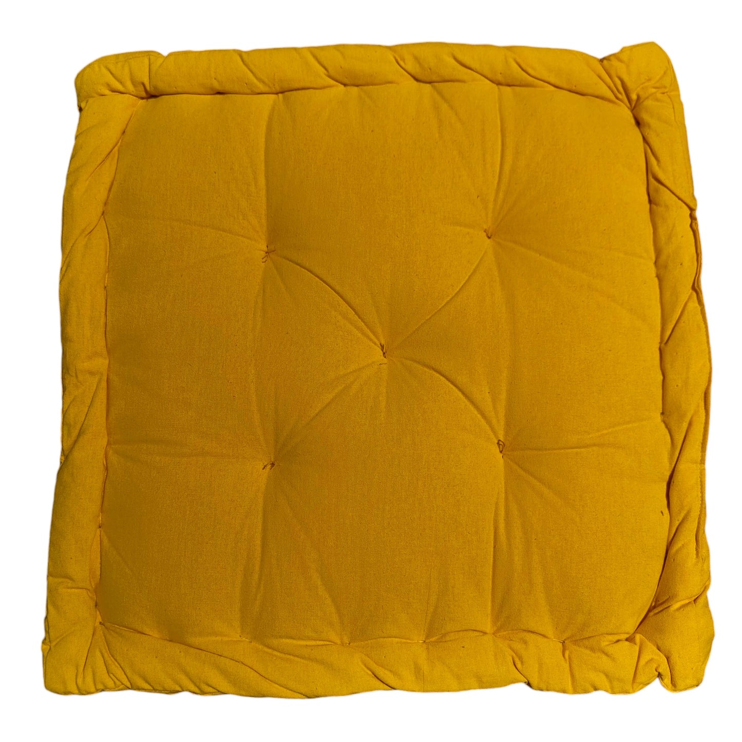 Luxurious Solid Square Chair Pad 40x40x5cm - 100% Cotton Yellow Cushion for Comfort and Style