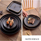 10-Inch Frosted Black Plate with Gold Rim Elegant Ceramic Dinnerware for Home and Restaurant Modern Matte Finish Durable and Scratch-Resistant for Everyday Use and Special Occasions