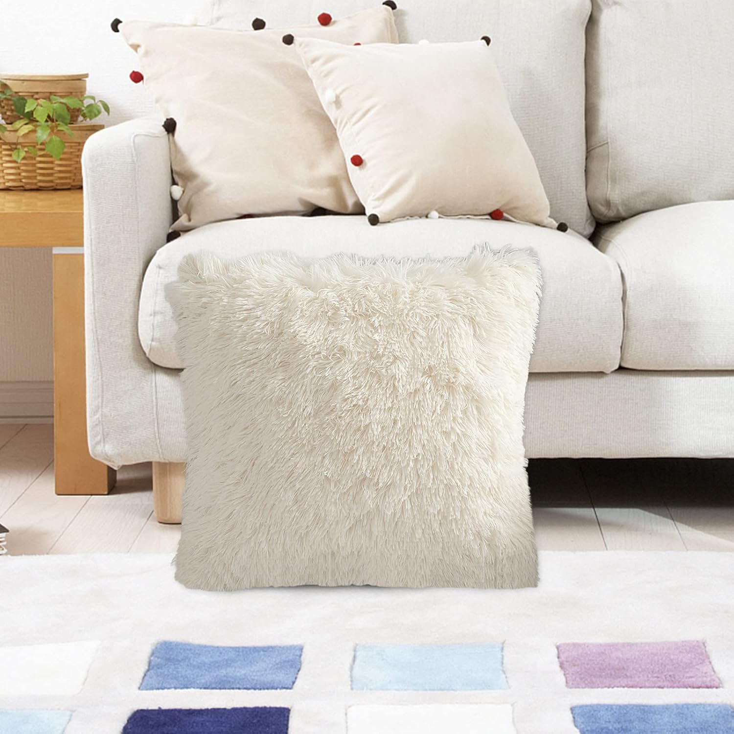 Real wool cushion 40×40cm  – one-sided genuine wool with soft insert, warm, breathable, and ultra-comfortable, perfect for sofas, chairs, and home décor, adding a cozy and elegant touch to any space.