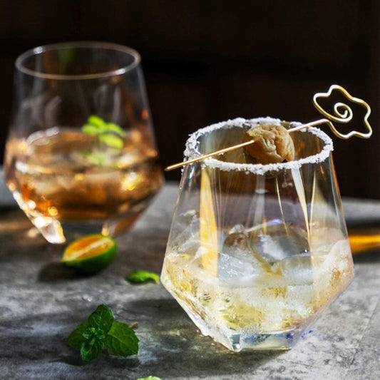 300ml hexagonal glass – stylish and unique design with a distinctive hexagonal shape, perfect for serving beverages like water, juice, or cocktails, made from durable glass, ideal for home, bars, or special occasions.