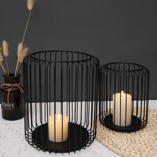 Small Retro Metal Iron Wire Lantern Candle Holder – Vintage-Inspired Candle Holder for Creating Cozy, Atmospheric Lighting – Perfect for Home Décor, Tablescapes, or Outdoor Settings