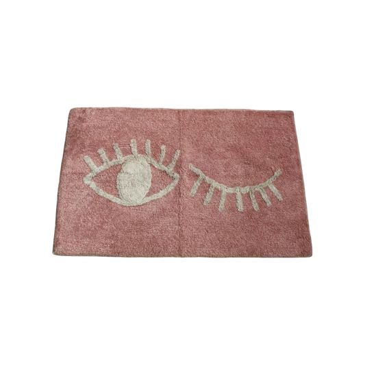 Pink EYES Bathmat 50x80cm – 100% Cotton, Soft & Absorbent, Anti-Slip Design – Ideal for Bathroom & Bedroom, Quick-Dry & Machine Washable