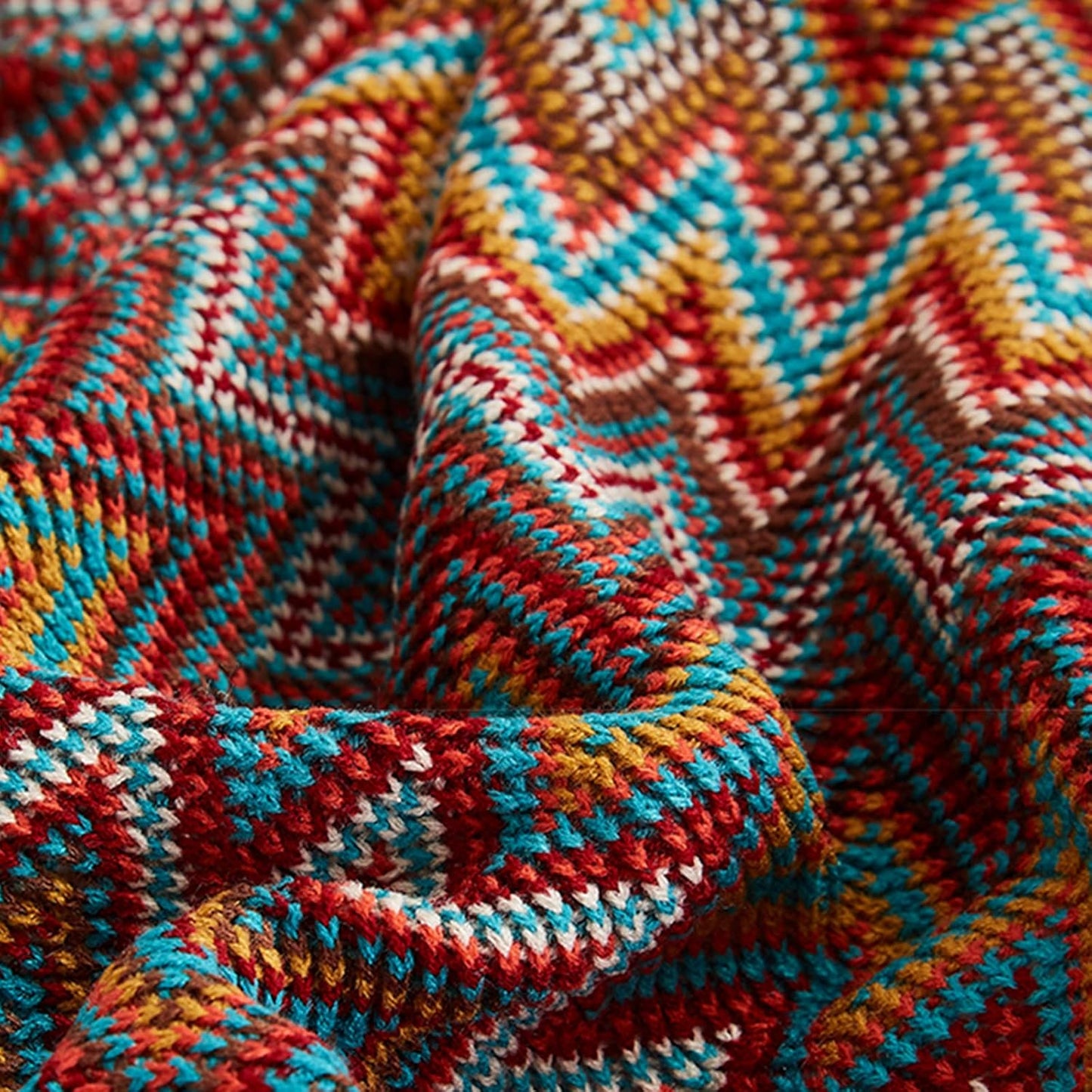 Bohemian throw blanket with tassels – soft knitted blanket in vibrant colors, perfect for sofa, couch, chair, or bed, adds warmth and style to home décor, lightweight, cozy, and ideal for all seasons.
