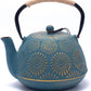 1200 Cast Iron Enamel Tea Kettle Teapot Teal