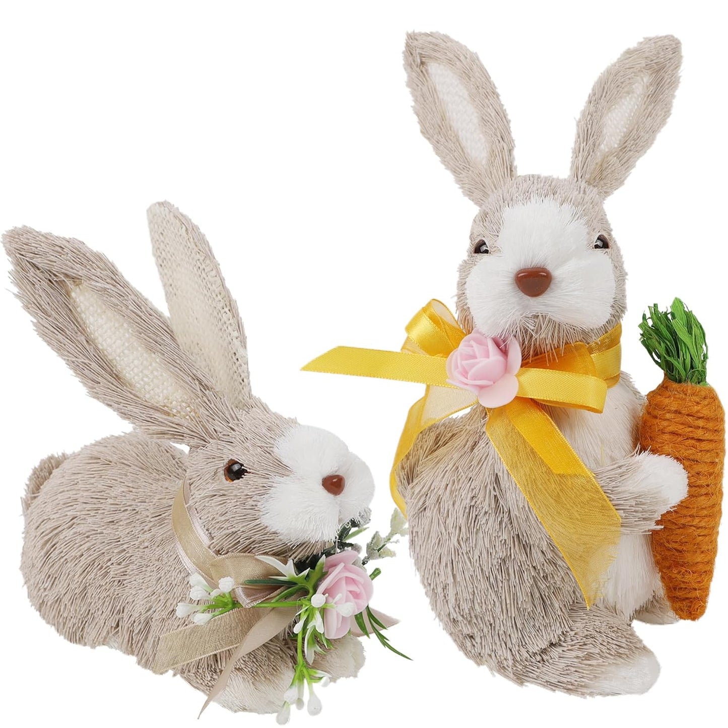 Floral Garden Small Bunny - 2 Assorted Designs - Cute and Charming Decorative Bunnies for Spring or Easter Decor - Perfect for Home, Garden, or Seasonal Displays