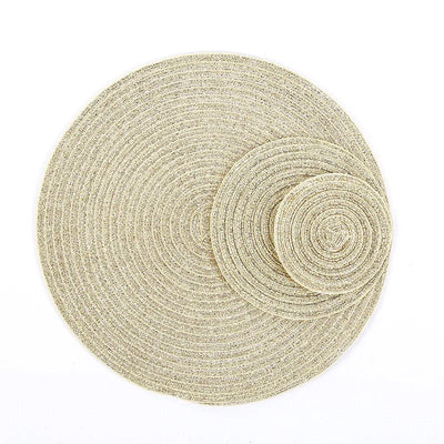 Eco-friendly Stocked Round Fabric Table Placemat Woven Placemats 36cm Grey