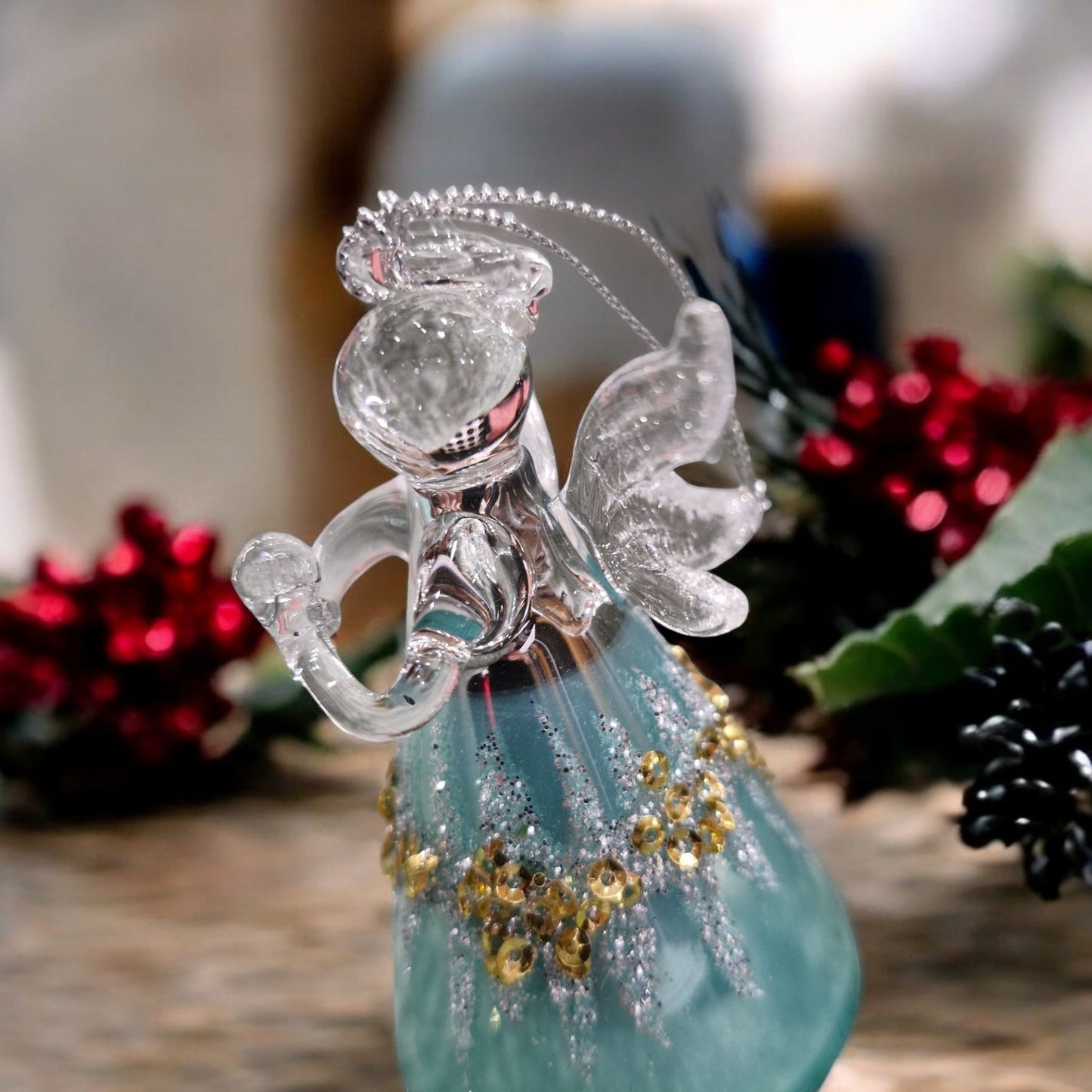 Divine Angel Ornament - Timeless Holiday Charm - Elegant Christmas Tree Decoration - Beautiful Handcrafted Gift - Sparkling Holiday Keepsake - Perfect for Festive Home Décor and Gifting