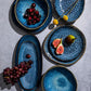 Ocean Blue 28cm Embossed Round Plate - Elegant Ceramic Plate with a Textured Ocean Blue Design - Ideal for Serving Larger Meals, Salads, or Desserts - Perfect for Adding a Stylish Touch to Your Table Setting