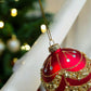 Golden Snowflake Elegance: Red & Gold Christmas Bauble – 3.1-Inch Handmade Holiday Ornament, Luxurious Festive Décor