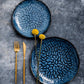 Ocean Blue 28cm Embossed Round Plate - Elegant Ceramic Plate with a Textured Ocean Blue Design - Ideal for Serving Larger Meals, Salads, or Desserts - Perfect for Adding a Stylish Touch to Your Table Setting
