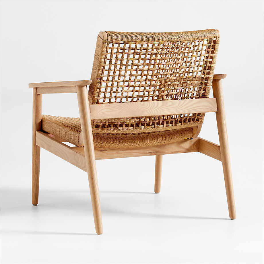 Minimalist Accent Chair in Solid Teak Wood with Seagrass Rattan, Natural Finish, 77x77x85 cm, Seat Height 40 cm, Estimated 15 kg