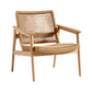 Minimalist Accent Chair in Solid Teak Wood with Seagrass Rattan, Natural Finish, 77x77x85 cm, Seat Height 40 cm, Estimated 15 kg