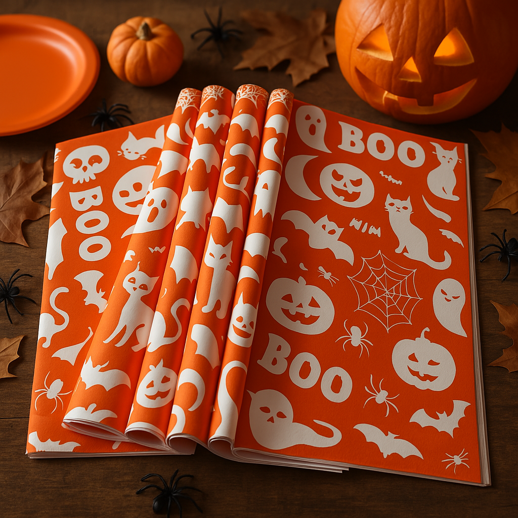 Halloween Paper Party Tableware Set – 12 Paper Cups (7.5x8.5x5.3cm), 12 Paper Plates (7-inch), 20 Paper Napkins (33x33cm) – Spooky Disposable Table Decor for Halloween Parties & Celebrations