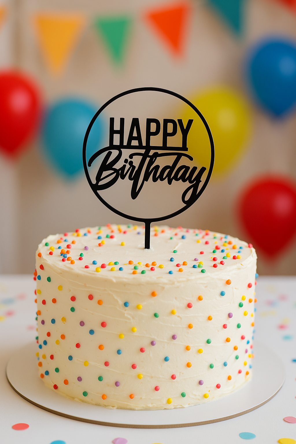 Black Cake Topper – Elegant "Happy Birthday" Decoration – Durable Acrylic Topper for Cakes – Perfect for Birthday Parties & Celebrations