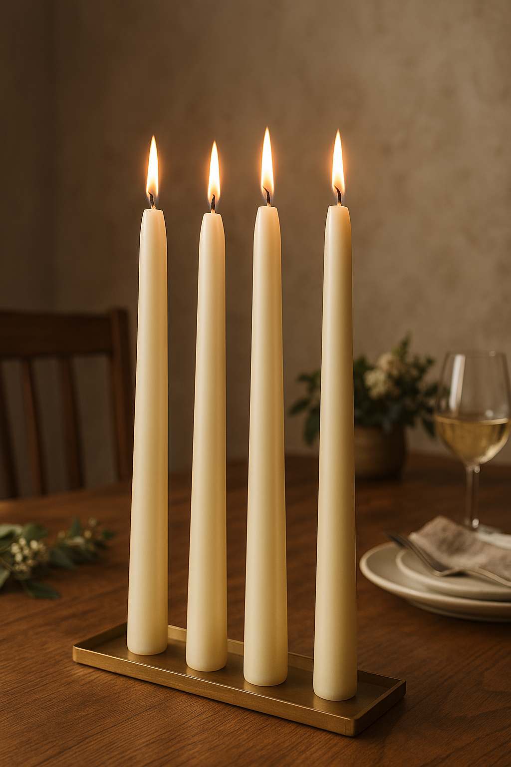 White Stick Candle 25 cm (4 Pack) - Premium Natural Wax, Clean Burn, and Long-Lasting Fragrance - Elegant Minimalist Design for Modern Home Décor, Candlestick Holders, and Special Occasions