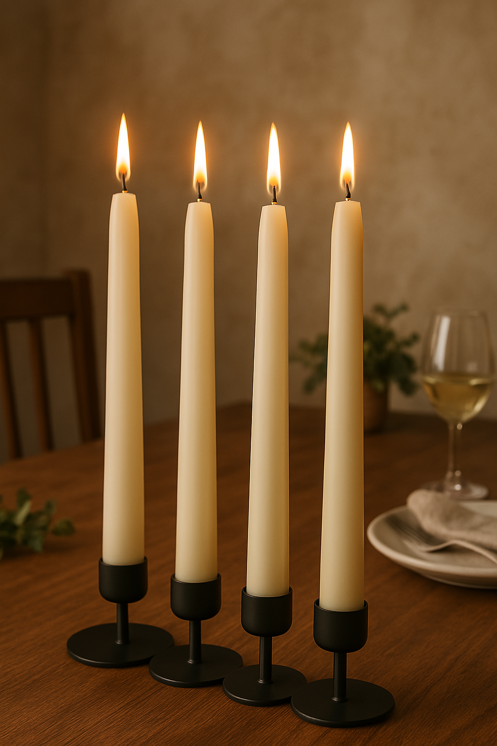 White Stick Candle 25 cm (4 Pack) - Premium Natural Wax, Clean Burn, and Long-Lasting Fragrance - Elegant Minimalist Design for Modern Home Décor, Candlestick Holders, and Special Occasions