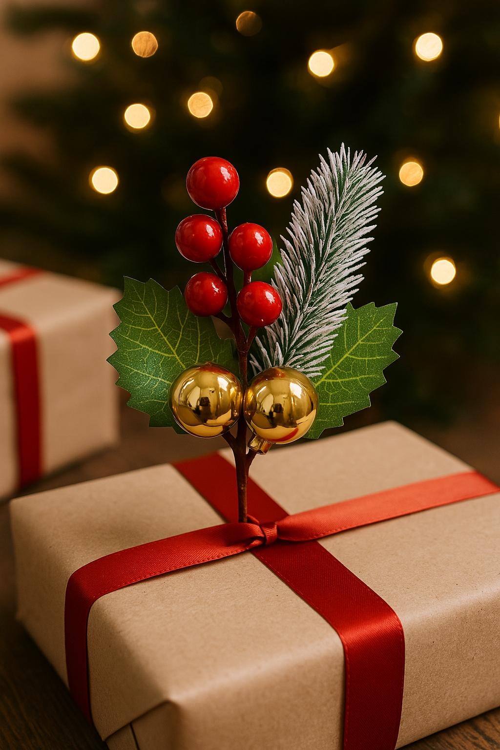 Gold Bauble & Red Berry Pick 17 cm – Festive Artificial Pick with Shiny Gold Baubles, Red Berries, and Green Foliage – Perfect for Holiday Wreaths, Garlands, Floral Arrangements, and Seasonal Décor