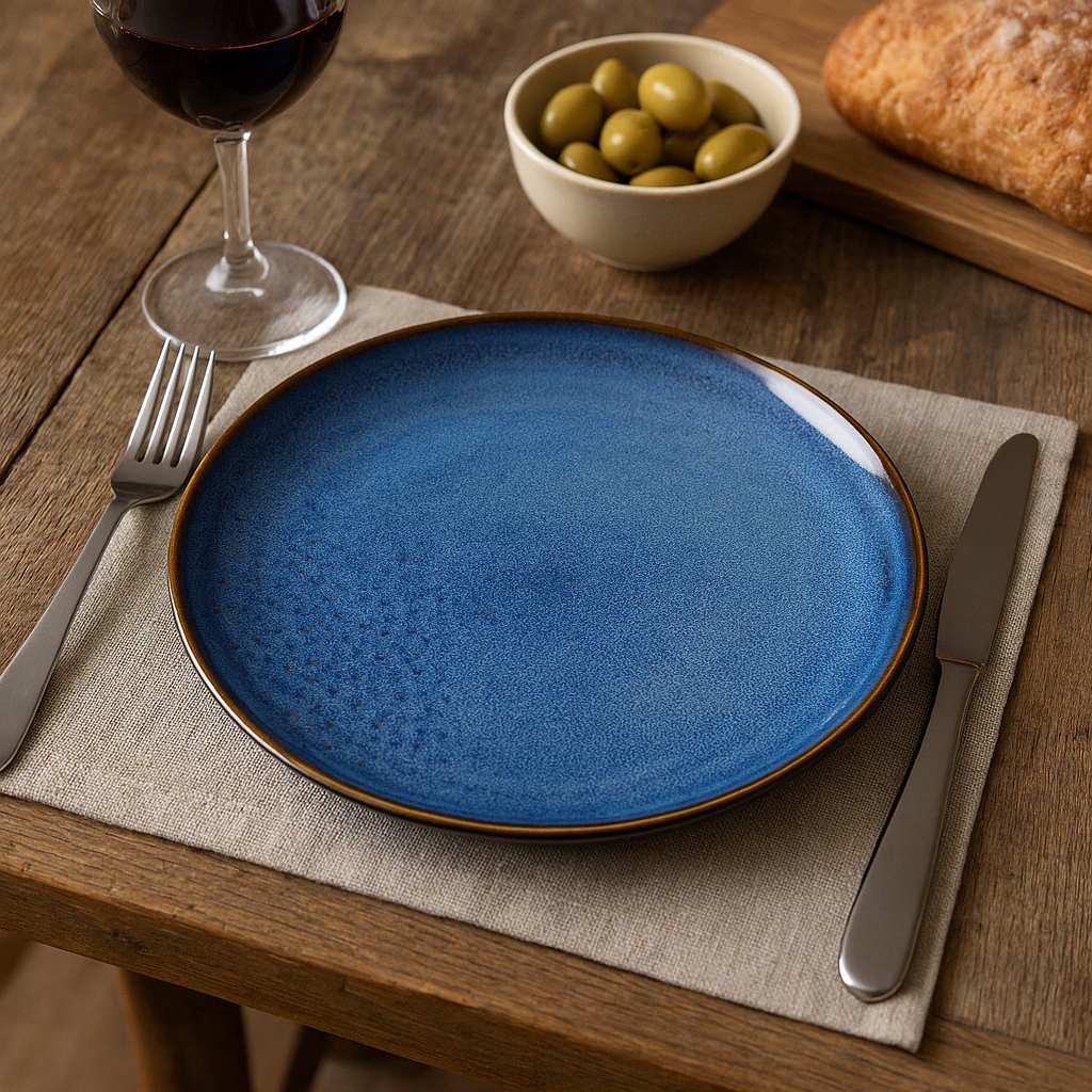 7.5-Inch Blue Flambe Smooth Plate - Elegant Ceramic Plate with Flambe Glaze Finish - Ideal for Serving Appetizers, Desserts, and Main Courses - Durable, Stylish Design for Everyday and Special Occasions