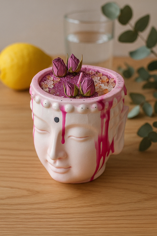 Pink Buddha Soy Candle - Handmade Eco-Friendly Decorative Candle with Clean Burn - Perfect for Home Decor, Meditation, and Thoughtful Gift Giving