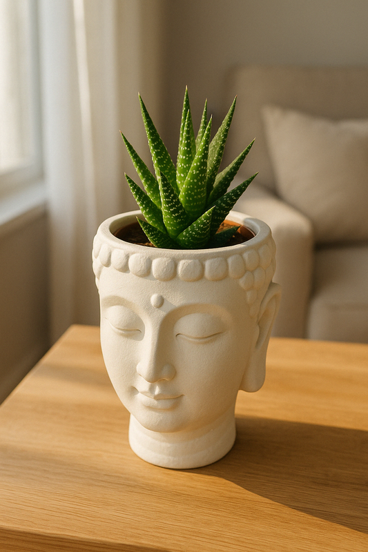 Handmade White Buddha Decorative Figurine - Serene and Elegant Home Decor for Meditation, Spiritual Spaces, and Mindfulness Practices