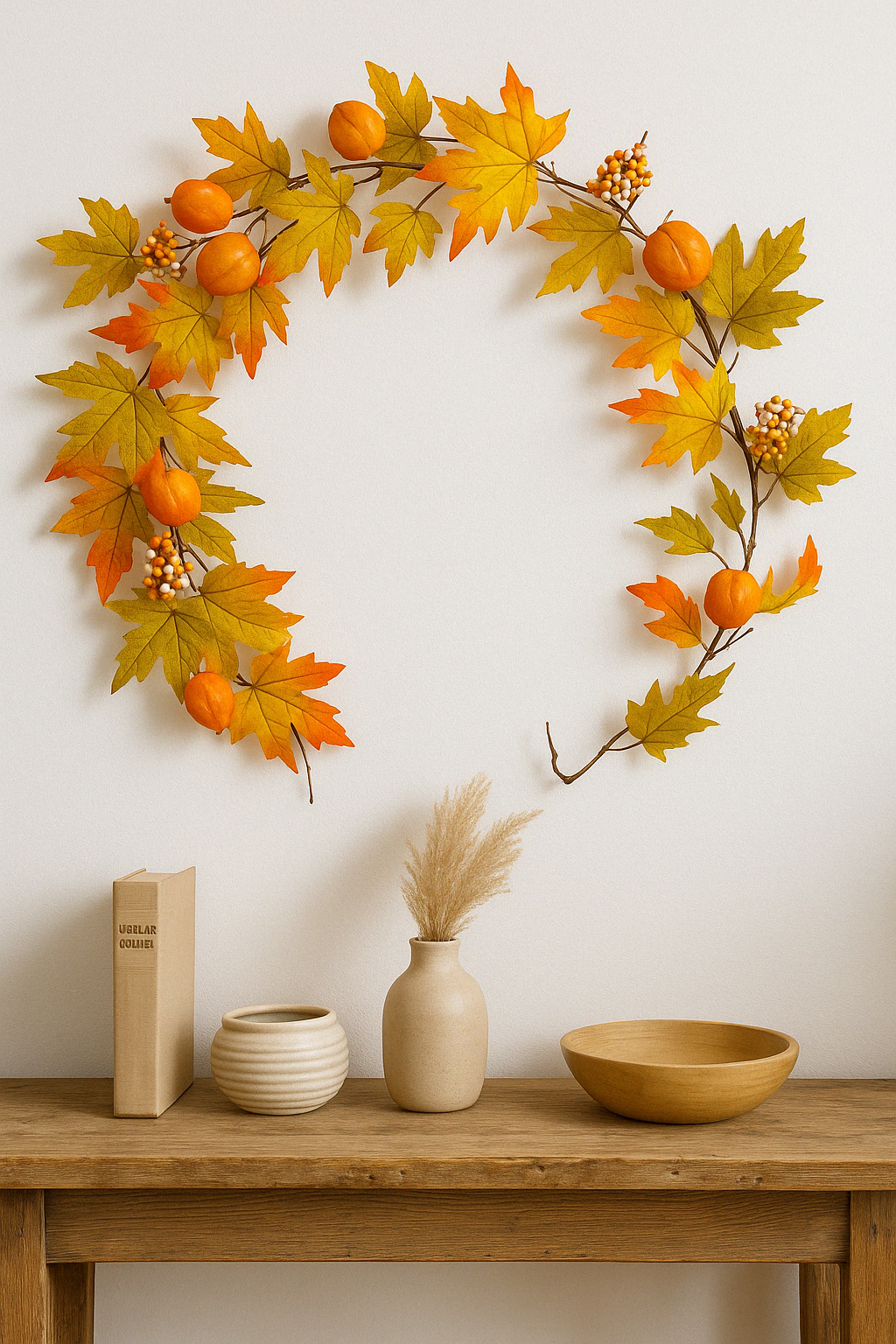 Berry, Maple Leaf & Pumpkin Garland 180 cm - Festive Autumn Garland with Pumpkins, Berries, and Maple Leaves - Perfect for Fall, Thanksgiving, Mantels, Tables, and Seasonal Displays